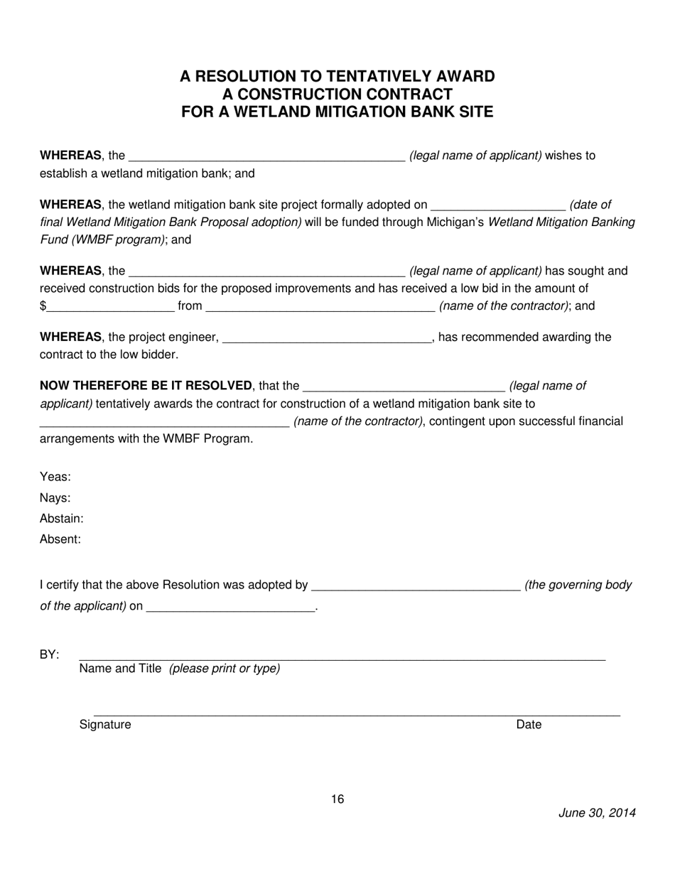Wetland Mitigation Bank Funding (Wmbf) Loan Application - Michigan, Page 17
