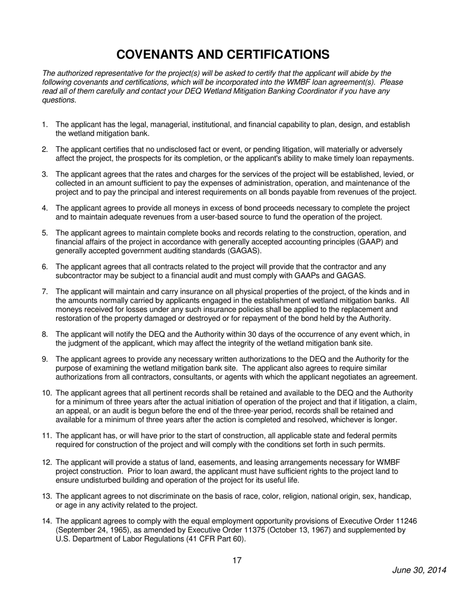 Wetland Mitigation Bank Funding (Wmbf) Loan Application - Michigan, Page 18