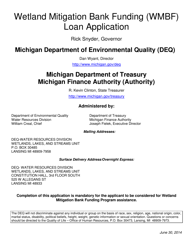 Wetland Mitigation Bank Funding (Wmbf) Loan Application - Michigan