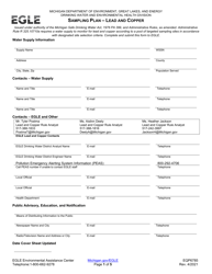 Form EQP6785 Sampling Plan - Lead and Copper - Michigan
