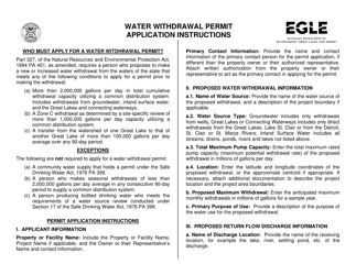 Form EQP5947 Water Withdrawal Permit Application - Michigan