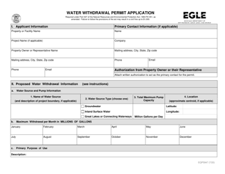 Form EQP5947 Water Withdrawal Permit Application - Michigan, Page 3