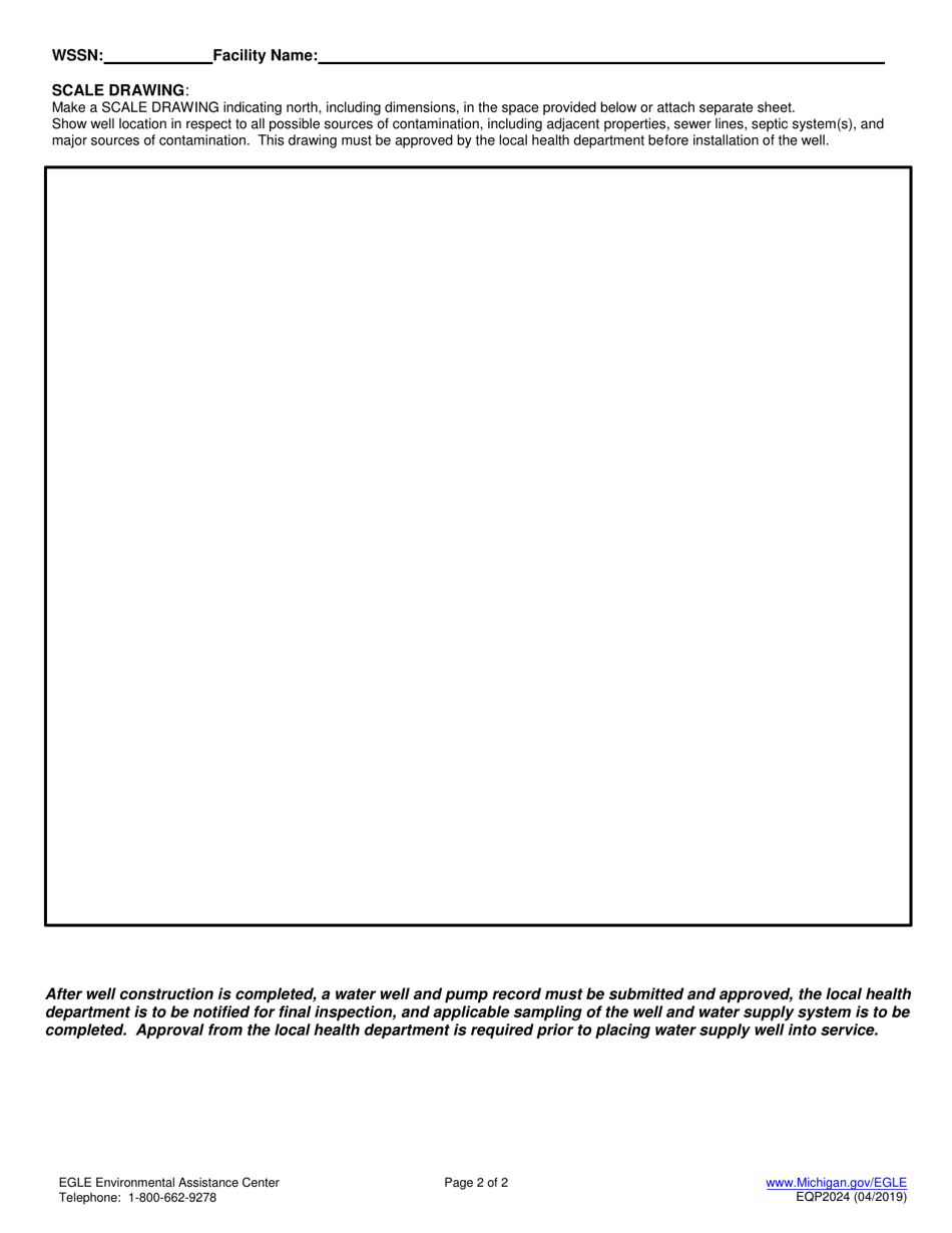 Form EQP2024 Application and Permit to Install or Alter a Public Water Supply System - Michigan, Page 2