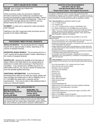 Form DCH-0569-BX &quot;Application for a Certified Copy - Michigan Birth Record&quot; - Michigan, Page 2