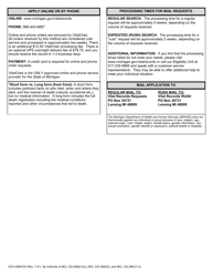 Form DCH-0569-DX &quot;Application for a Certified Copy - Michigan Death Record&quot; - Michigan, Page 2