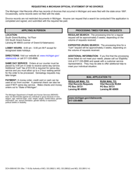 Form DCH-0569-NO DIV Application for a Statement of No Divorce in Michigan - Michigan, Page 2