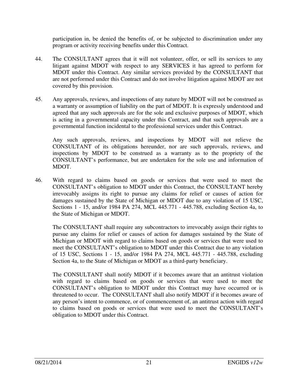 Vendor Contract for Indefinite Delivery of Services - Michigan, Page 21