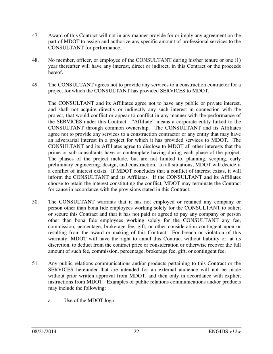 Vendor Contract for Indefinite Delivery of Services - Michigan, Page 22