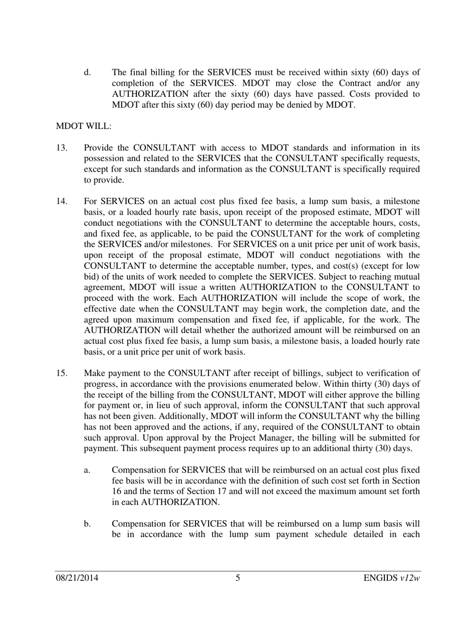Vendor Contract for Indefinite Delivery of Services - Michigan, Page 5