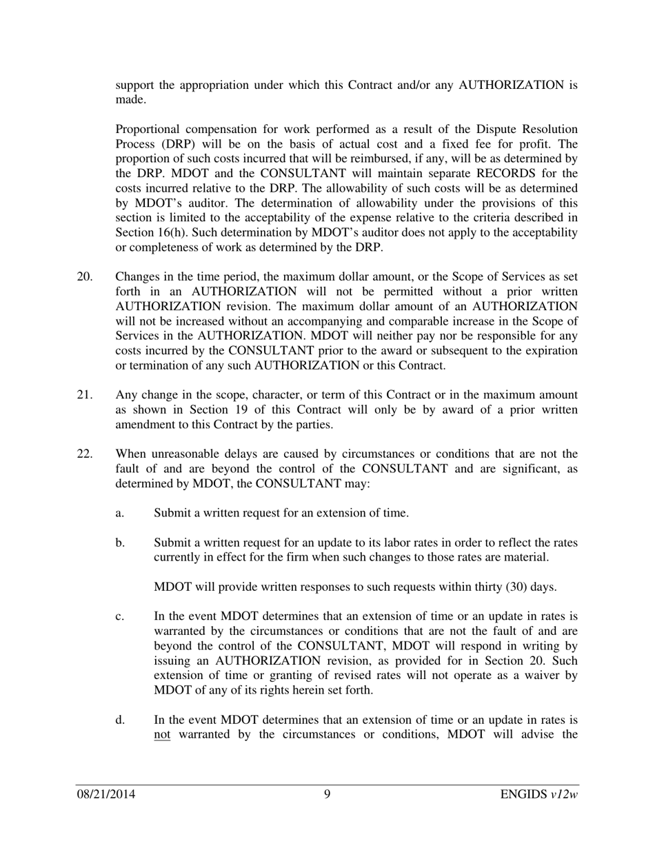 Vendor Contract for Indefinite Delivery of Services - Michigan, Page 9