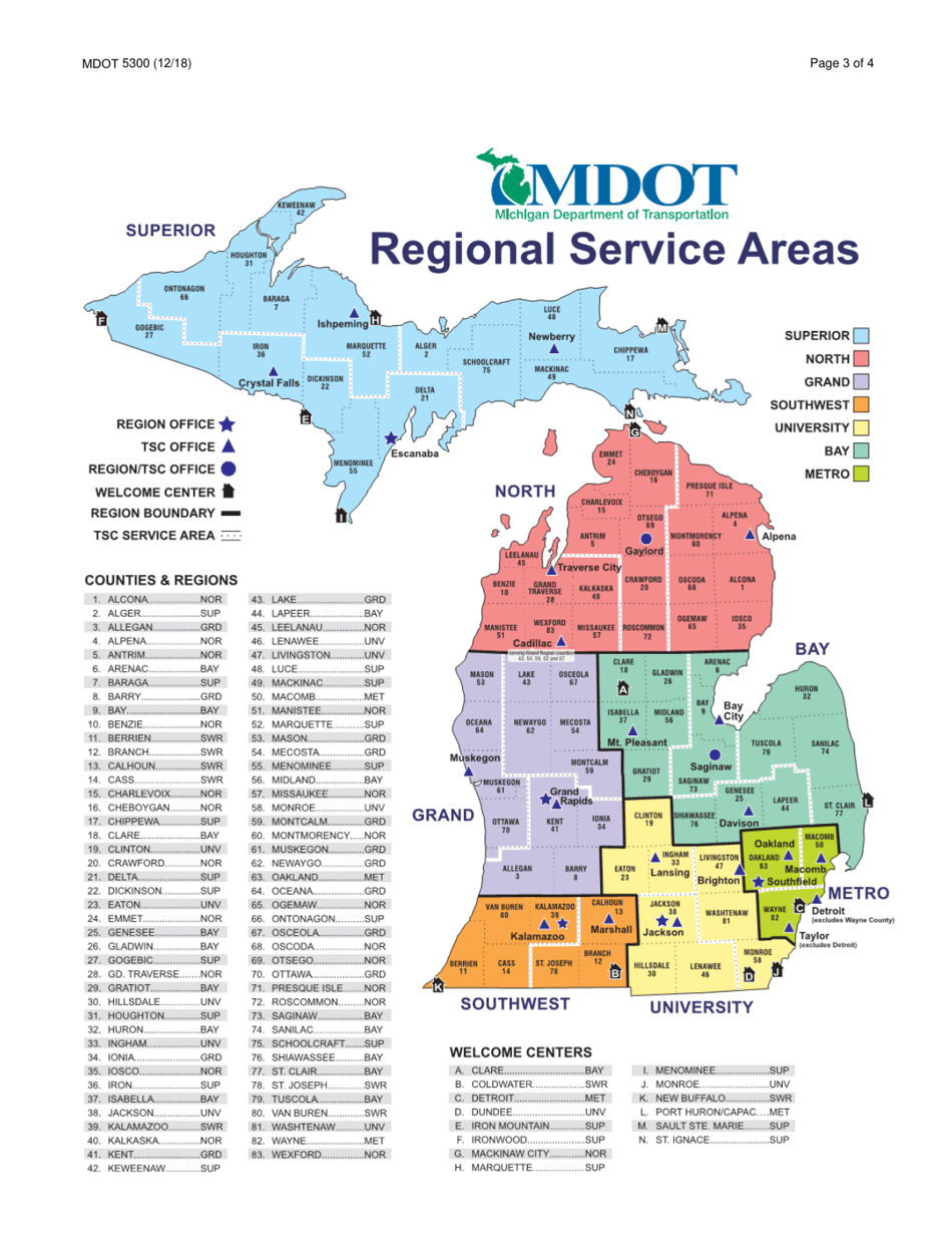Form 5300 Mdot Underground Infrastructure Staking Request Form - Michigan, Page 3