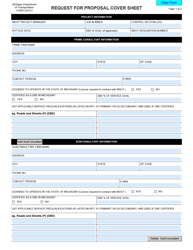 Document preview: Form MDOT5100D Request for Proposal Cover Sheet - Michigan