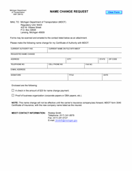 Form 3087 &quot;Name Change Request&quot; - Michigan