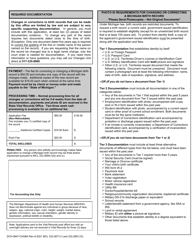 Form DCH-0847 Application to Correct or Change a Michigan Birth Record - Michigan, Page 2