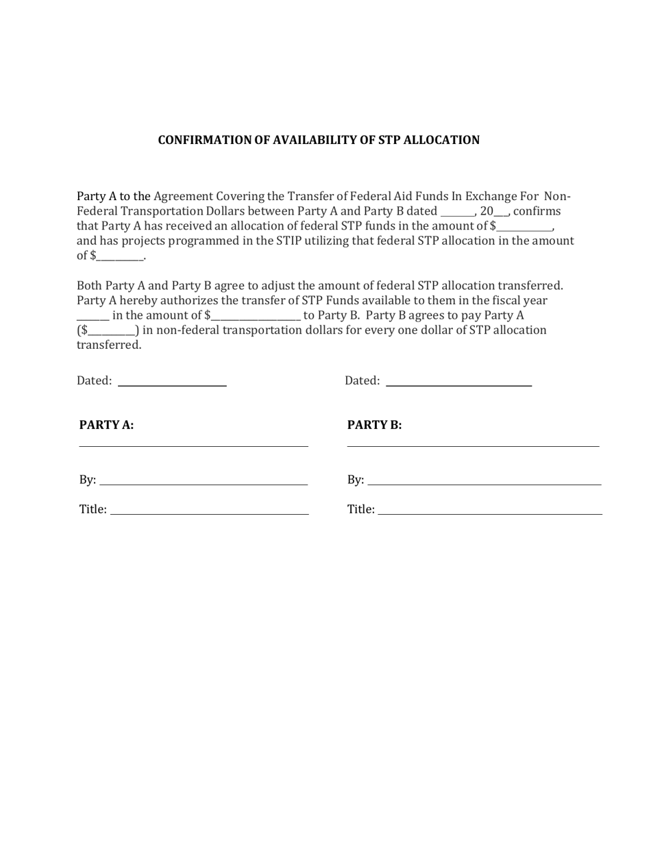 Confirmation of Availability of Stp Allocation - Michigan, Page 1