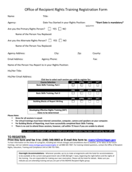 Document preview: Office of Recipient Rights Training Registration Form - Michigan