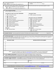 Form AR-0012 Original Motor Vehicle Repair Facility Registration Application - Michigan, Page 4