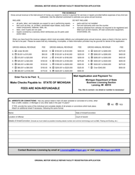 Form AR-0012 Original Motor Vehicle Repair Facility Registration Application - Michigan, Page 5