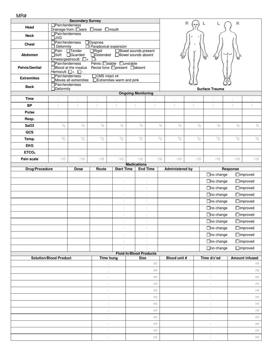 Michigan Trauma Flow Sheet - Fill Out, Sign Online and Download PDF ...