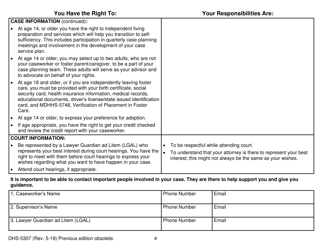 Form DHS-5307 Rights and Responsibilities for Children and Youth in Foster Care - Michigan, Page 4