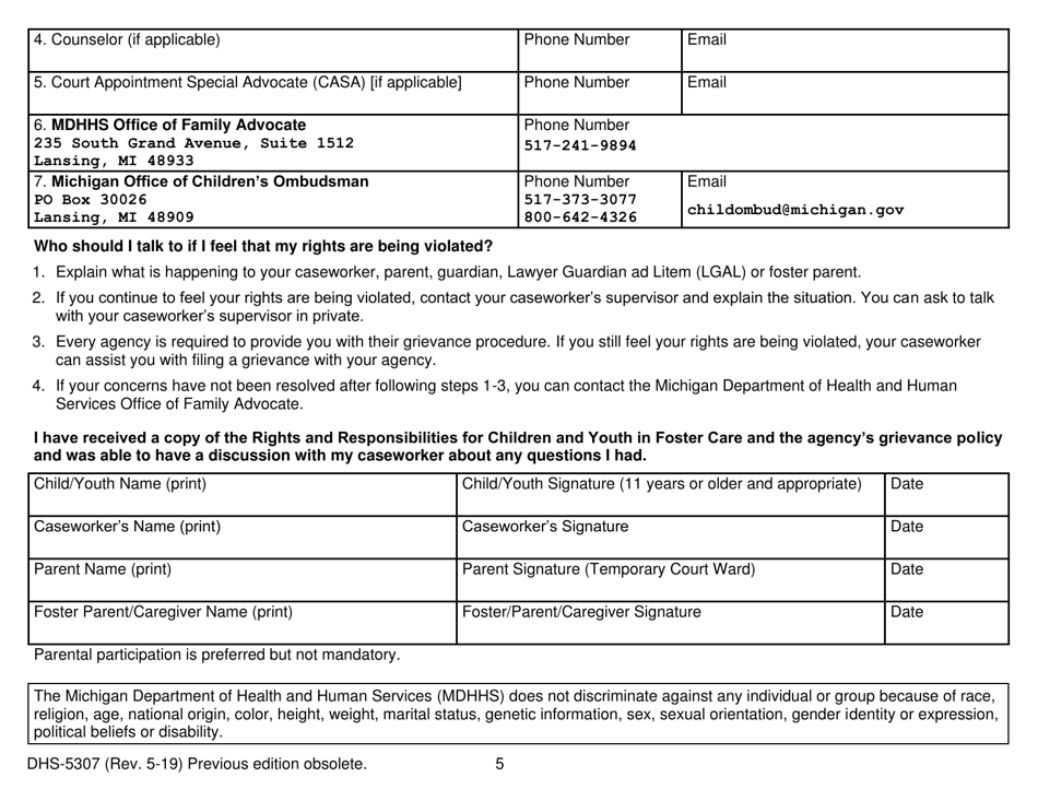 Form DHS5307 Fill Out, Sign Online and Download Printable PDF