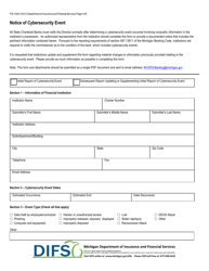 Form FIS1020 &quot;Notice of Cybersecurity Event&quot; - Michigan
