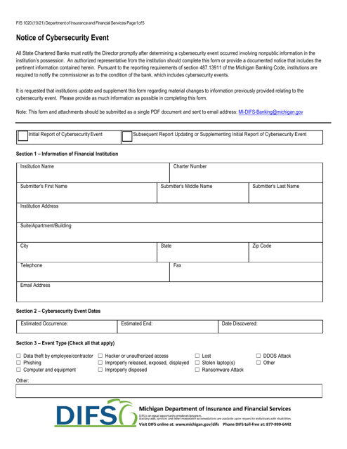 Form FIS1020  Printable Pdf