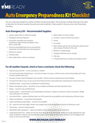 Document preview: Auto Emergency Preparedness Kit Checklist - Michigan