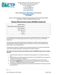 Document preview: Hospital Hub Data Use and Non-disclosure Agreement - Michigan EMS Information System (Mi-Emsis) - Michigan