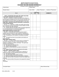 Form OCAL-3092 Resident Record Review Worksheet - Michigan, Page 2