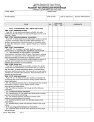 Form OCAL-3092 Resident Record Review Worksheet - Michigan, Page 3