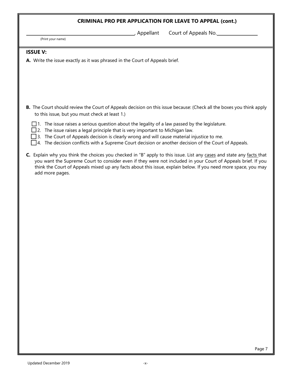 Pro Per Application for Leave to Appeal in a Criminal Case - Michigan, Page 10