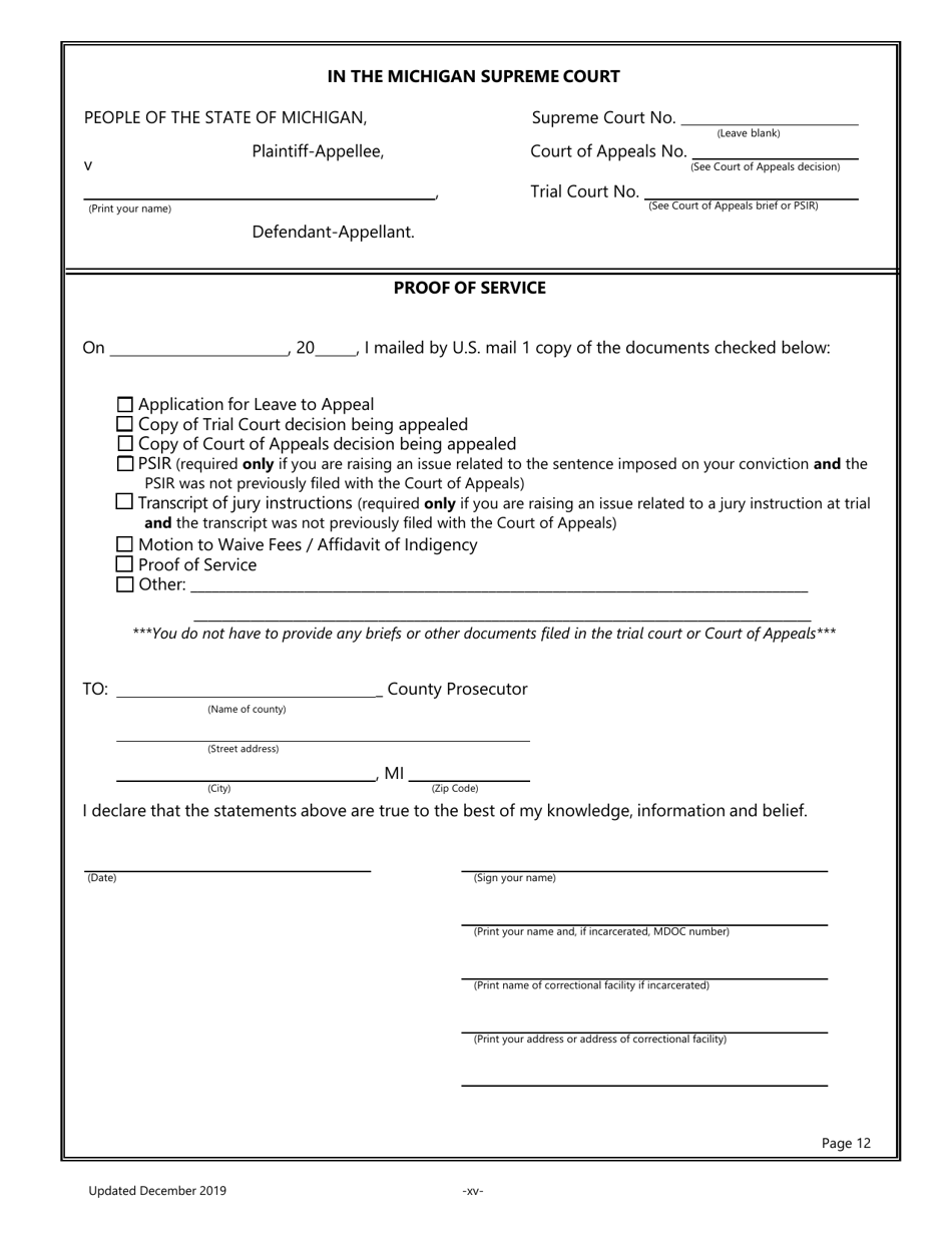 Pro Per Application for Leave to Appeal in a Criminal Case - Michigan, Page 15