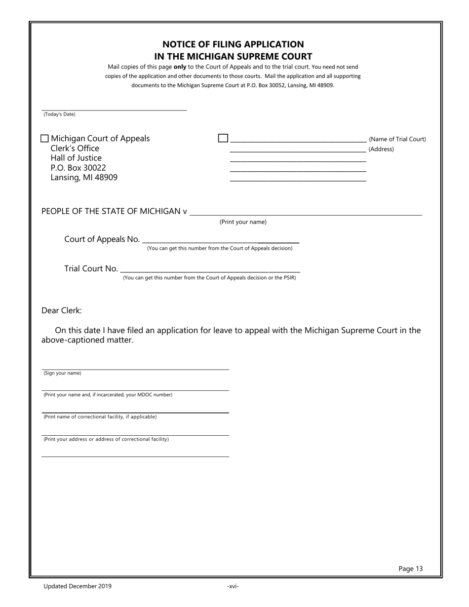 Pro Per Application for Leave to Appeal in a Criminal Case - Michigan, Page 16