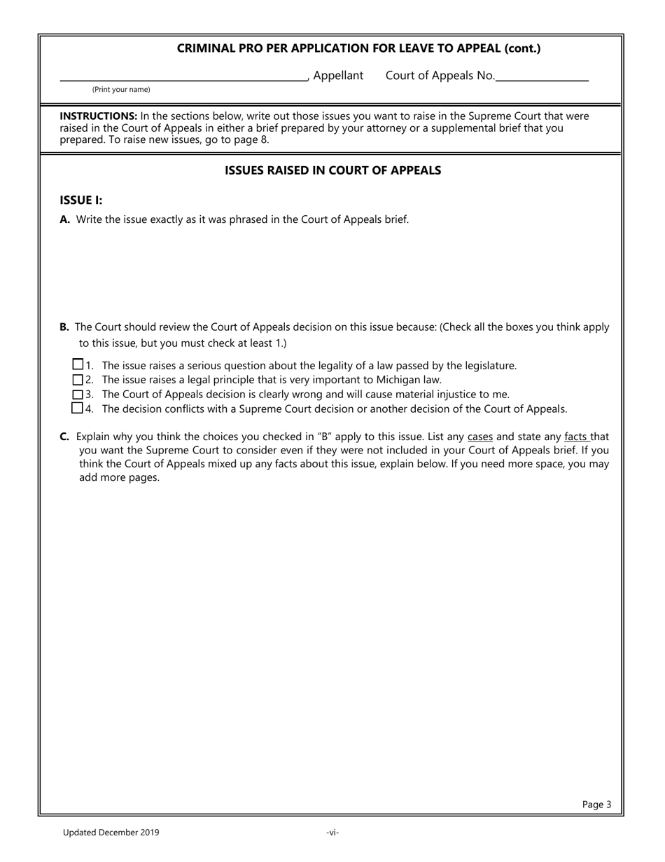 Pro Per Application for Leave to Appeal in a Criminal Case - Michigan, Page 6