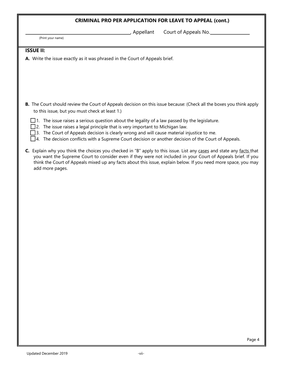 Pro Per Application for Leave to Appeal in a Criminal Case - Michigan, Page 7