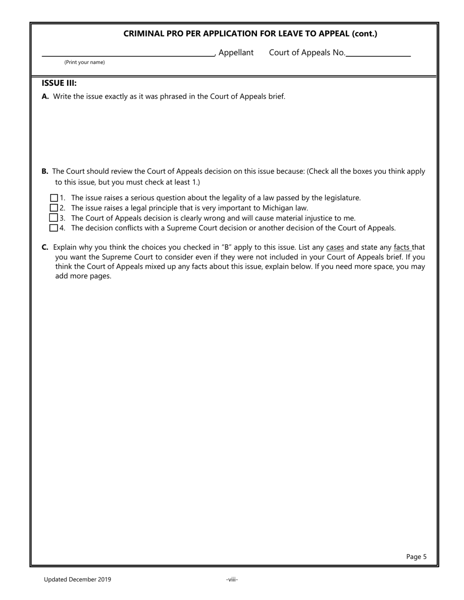 Pro Per Application for Leave to Appeal in a Criminal Case - Michigan, Page 8