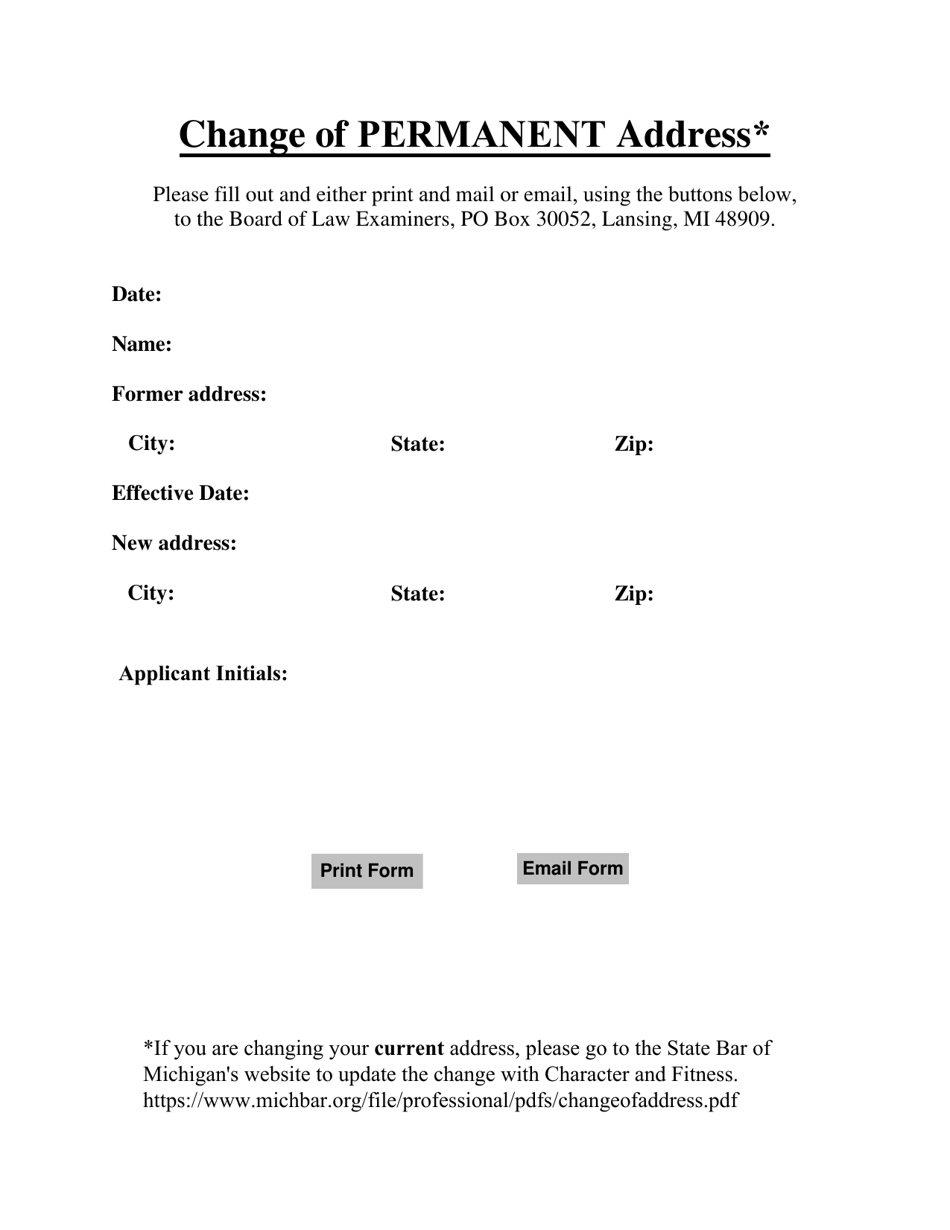 Michigan Change Of Permanent Address Fill Out Sign Online And   Change Of Permanent Address Michigan Print Big 