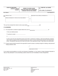 Form CC382 Motion and Order to Show Cause for Violating Valid Personal/Foreign Protection Order - Michigan, Page 2