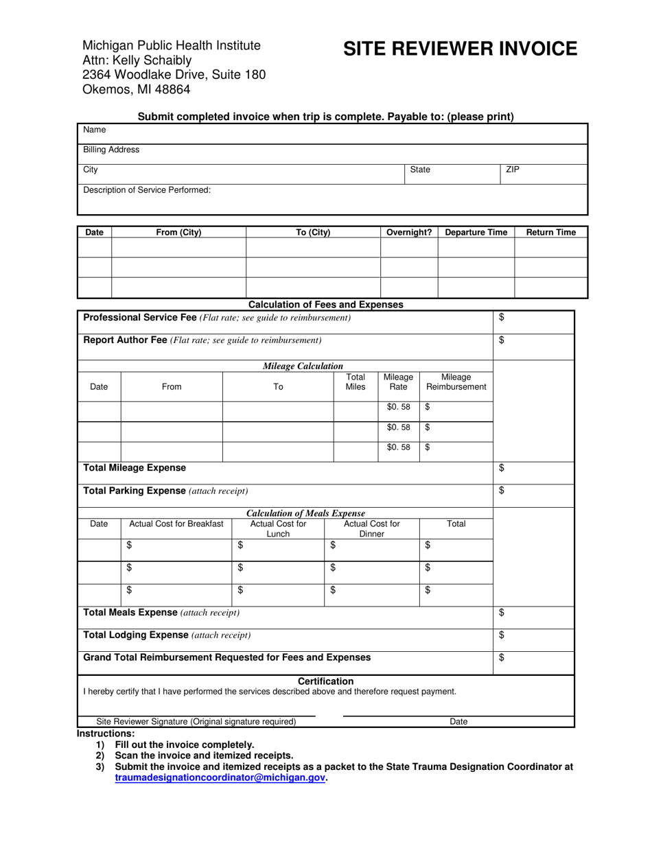 Site Reviewer Invoice - Michigan, Page 1