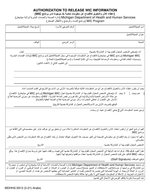 Form MDHHS-5913  Printable Pdf