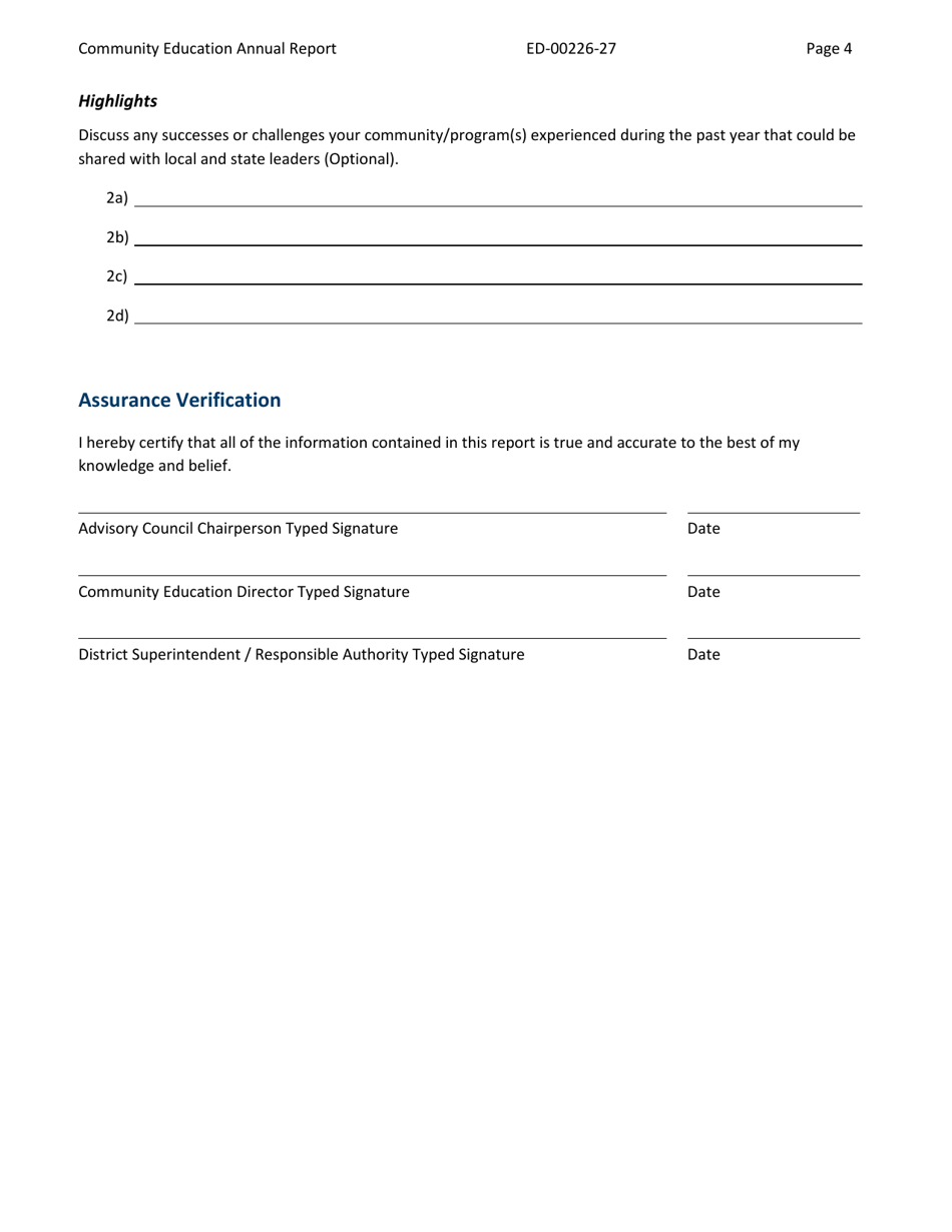 Form ED-00226-27 Community Education Annual Report - Minnesota, Page 4