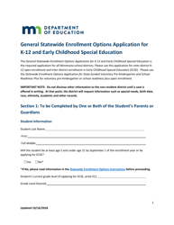General Statewide Enrollment Options Application for K-12 and Early Childhood Special Education - Minnesota