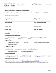 Form ED-02444-05 &quot;Online Learning Program Annual Update&quot; - Minnesota