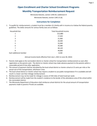 Form ED-01876-22 Open Enrollment and Charter School Enrollment Programs Monthly Transportation Reimbursement Request - Minnesota, Page 2