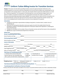 Document preview: Uniform Tuition Billing Invoice for Transition Services - Minnesota