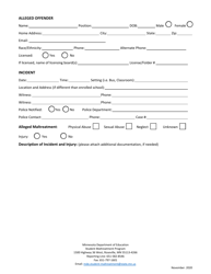 Confidential Student Maltreatment Reporting Form - Minnesota, Page 2