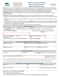 Document preview: Form ED-02424-15 Uniform Tuition Billing One-To-One Services - Minnesota, 2022