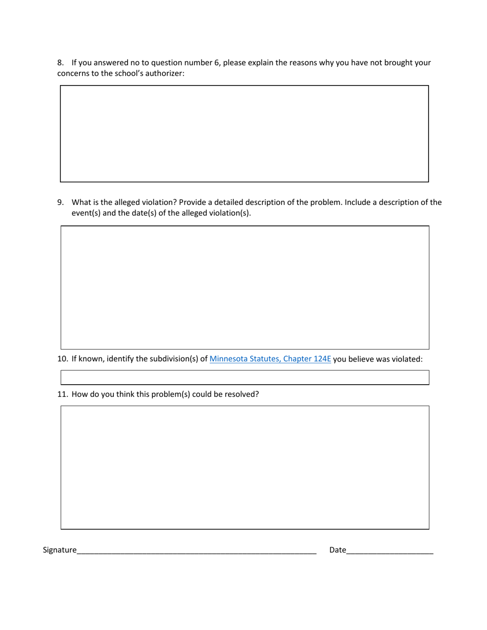 Charter School and / or Authorizer Complaint Form - Minnesota, Page 3