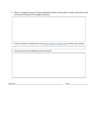 Charter School and/or Authorizer Complaint Form - Minnesota, Page 5
